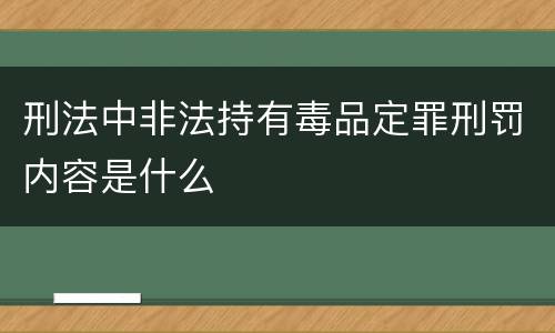 刑法中非法持有毒品定罪刑罚内容是什么