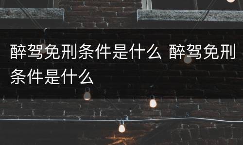 醉驾免刑条件是什么 醉驾免刑条件是什么