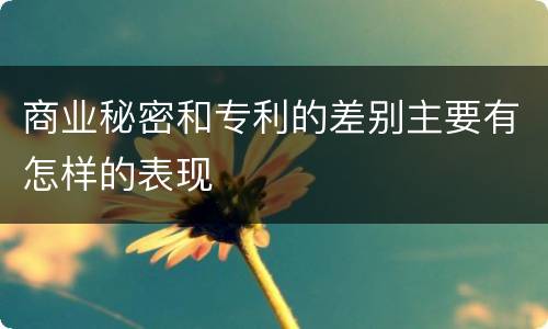 商业秘密和专利的差别主要有怎样的表现