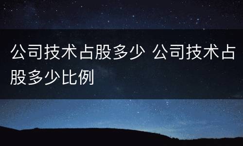 公司技术占股多少 公司技术占股多少比例
