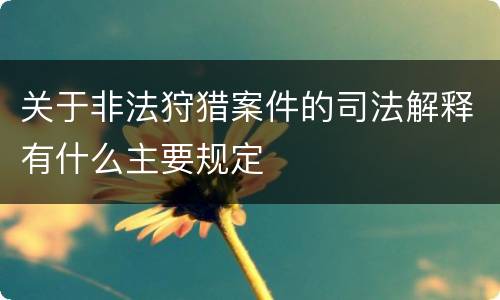 关于非法狩猎案件的司法解释有什么主要规定