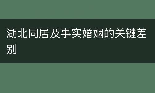 湖北同居及事实婚姻的关键差别