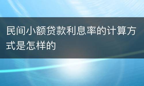 民间小额贷款利息率的计算方式是怎样的