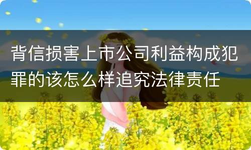 背信损害上市公司利益构成犯罪的该怎么样追究法律责任