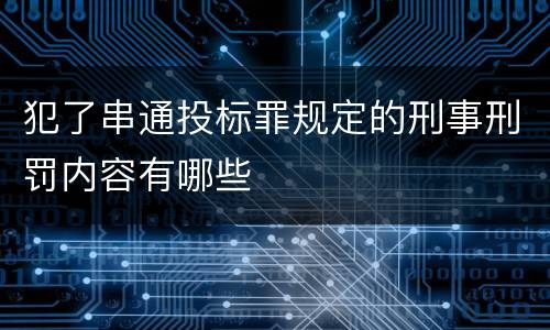 犯了串通投标罪规定的刑事刑罚内容有哪些