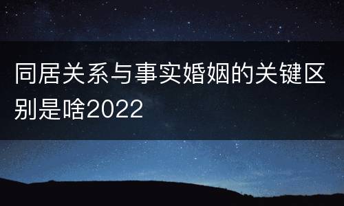 同居关系与事实婚姻的关键区别是啥2022