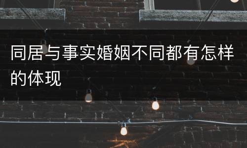 同居与事实婚姻不同都有怎样的体现
