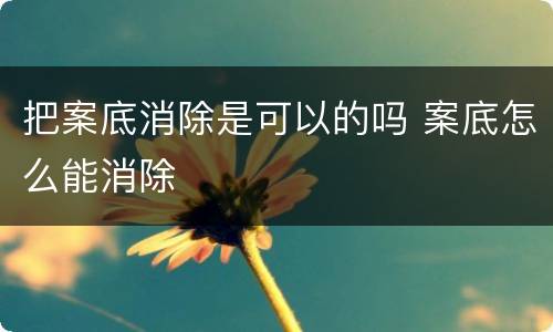 把案底消除是可以的吗 案底怎么能消除