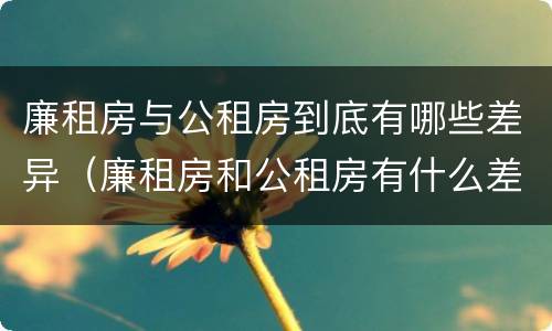 廉租房与公租房到底有哪些差异（廉租房和公租房有什么差别）