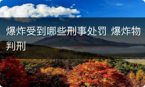 爆炸受到哪些刑事处罚 爆炸物判刑