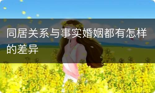 同居关系与事实婚姻都有怎样的差异