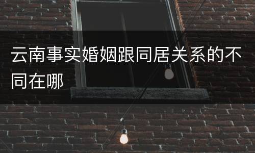 云南事实婚姻跟同居关系的不同在哪