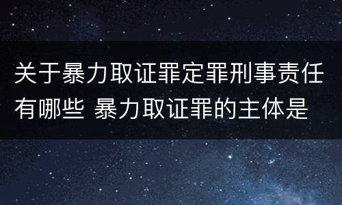 关于暴力取证罪定罪刑事责任有哪些 暴力取证罪的主体是