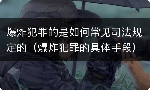 爆炸犯罪的是如何常见司法规定的（爆炸犯罪的具体手段）