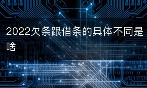 2022欠条跟借条的具体不同是啥
