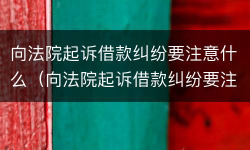 向法院起诉借款纠纷要注意什么（向法院起诉借款纠纷要注意什么问题）
