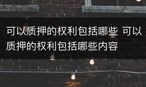 可以质押的权利包括哪些 可以质押的权利包括哪些内容
