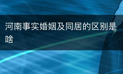 河南事实婚姻及同居的区别是啥