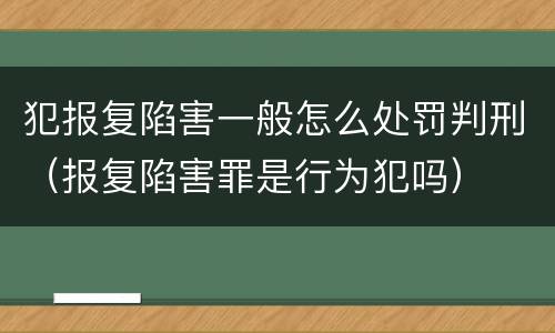 犯报复陷害一般怎么处罚判刑（报复陷害罪是行为犯吗）