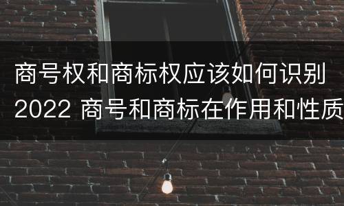 商号权和商标权应该如何识别2022 商号和商标在作用和性质上的区别