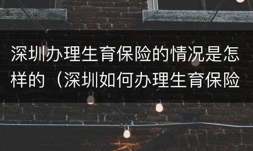 深圳办理生育保险的情况是怎样的（深圳如何办理生育保险）