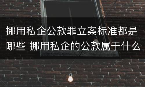 挪用私企公款罪立案标准都是哪些 挪用私企的公款属于什么罪