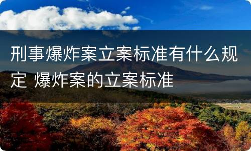 刑事爆炸案立案标准有什么规定 爆炸案的立案标准