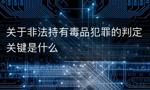 关于非法持有毒品犯罪的判定关键是什么