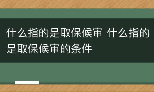 什么指的是取保候审 什么指的是取保候审的条件