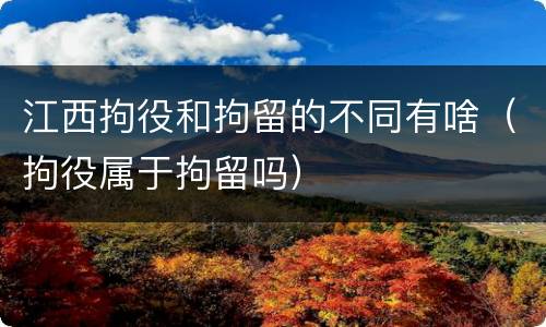 江西拘役和拘留的不同有啥（拘役属于拘留吗）
