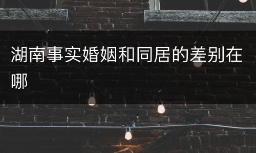 湖南事实婚姻和同居的差别在哪