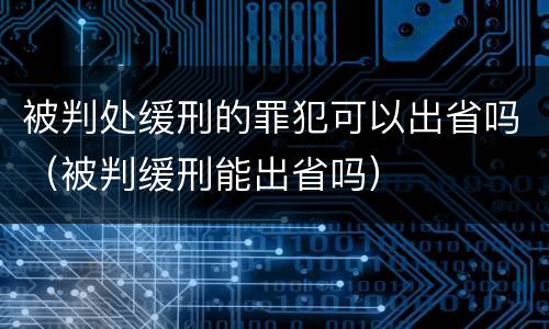 被判处缓刑的罪犯可以出省吗（被判缓刑能出省吗）