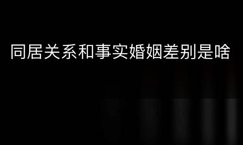 同居关系和事实婚姻差别是啥