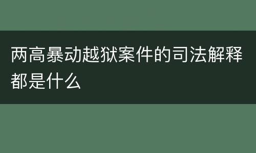 两高暴动越狱案件的司法解释都是什么