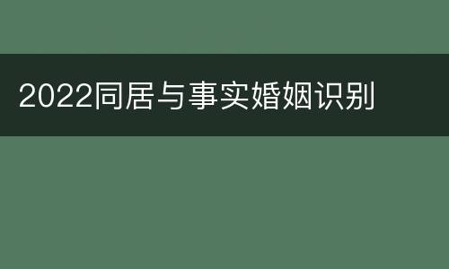 2022同居与事实婚姻识别