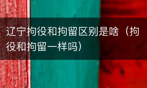 辽宁拘役和拘留区别是啥（拘役和拘留一样吗）