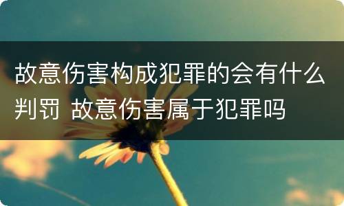 故意伤害构成犯罪的会有什么判罚 故意伤害属于犯罪吗
