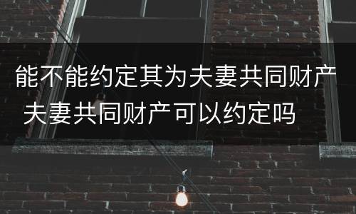 能不能约定其为夫妻共同财产 夫妻共同财产可以约定吗