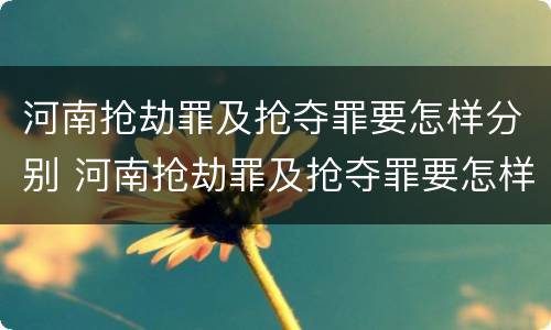 河南抢劫罪及抢夺罪要怎样分别 河南抢劫罪及抢夺罪要怎样分别判