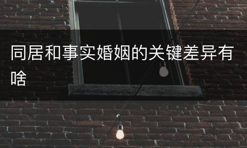 同居和事实婚姻的关键差异有啥