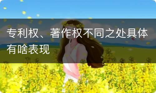 专利权、著作权不同之处具体有啥表现
