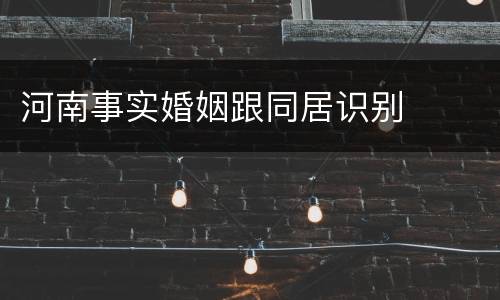 河南事实婚姻跟同居识别