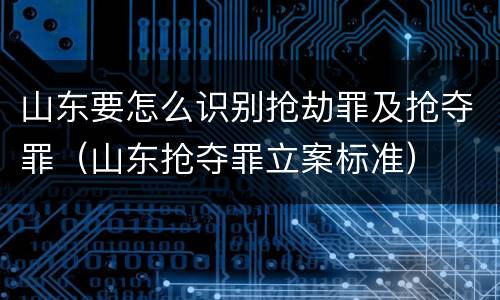 山东要怎么识别抢劫罪及抢夺罪（山东抢夺罪立案标准）