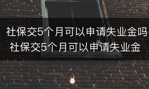社保交5个月可以申请失业金吗 社保交5个月可以申请失业金吗多少钱