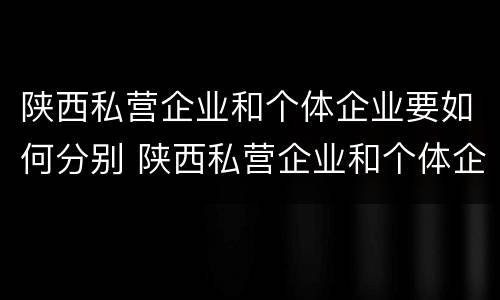 陕西私营企业和个体企业要如何分别 陕西私营企业和个体企业要如何分别交税
