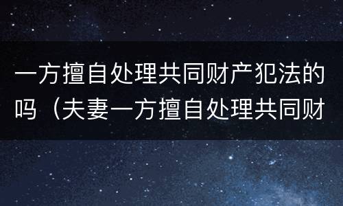 一方擅自处理共同财产犯法的吗（夫妻一方擅自处理共同财产的案例）