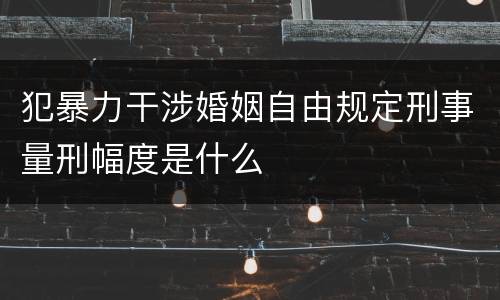 犯暴力干涉婚姻自由规定刑事量刑幅度是什么