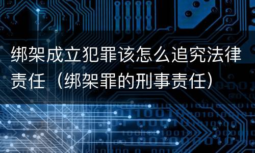 绑架成立犯罪该怎么追究法律责任（绑架罪的刑事责任）
