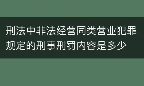 刑法中非法经营同类营业犯罪规定的刑事刑罚内容是多少