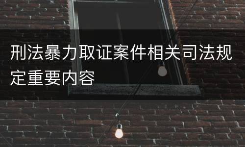 刑法暴力取证案件相关司法规定重要内容